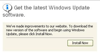  The prompt to install new Windows Update software.